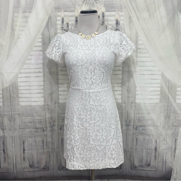 NEW Free People Dress Ivory Off White Hailee Lace Tie Back Minidress Open Back - Picture 2 of 12